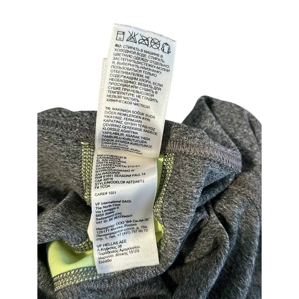 The North Face Side Stripe Women's Leggings Size M Gray/Lime Logo/Stripe RN61661